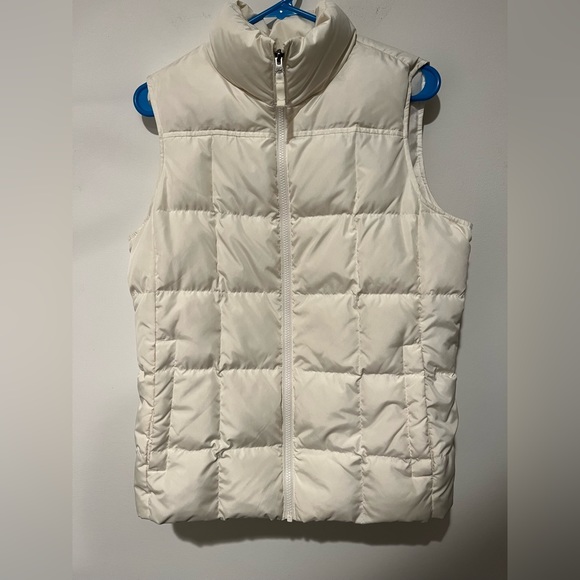 Lands’ End Cream Full Zip Puffer Down Vest - Picture 1 of 13